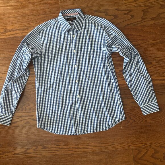 Ben Sherman Signature Long Sleeve Blue Gingham Shirt Size Medium - Picture 10 of 10